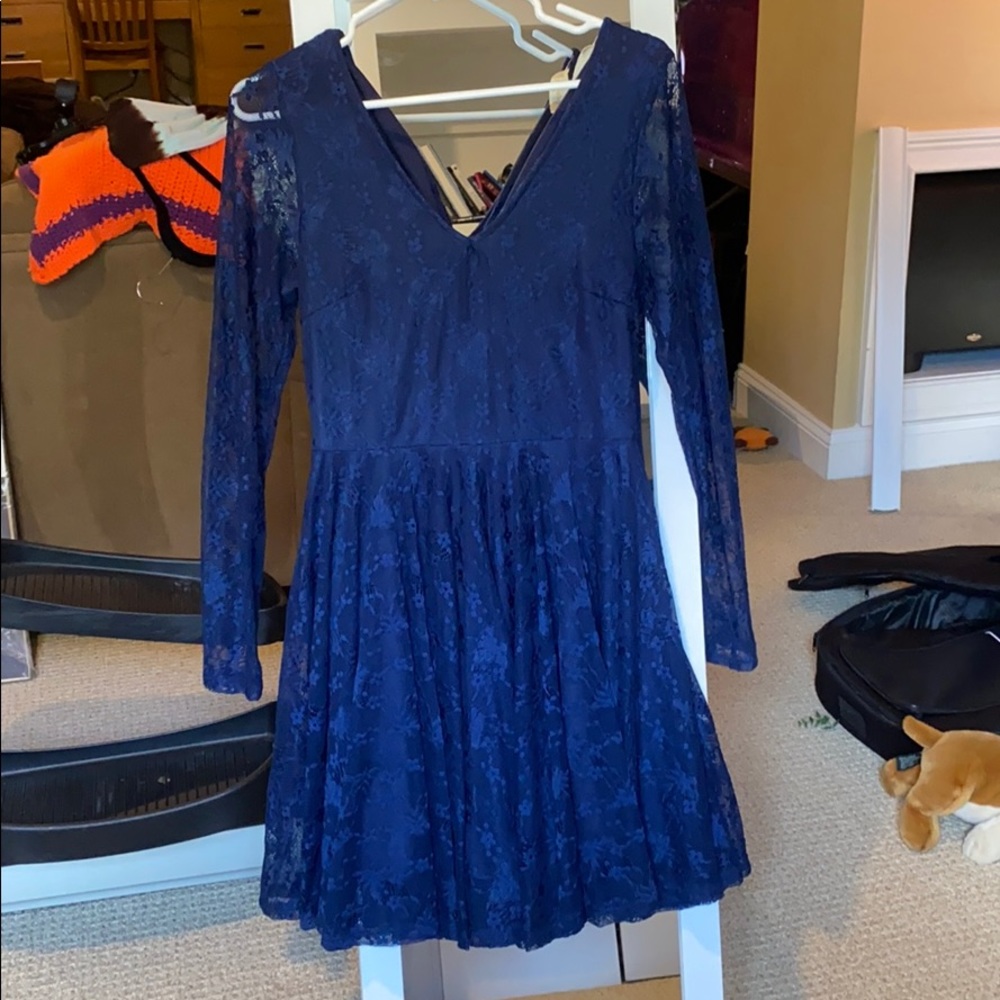 Altard State Blue long-sleeved lace dress